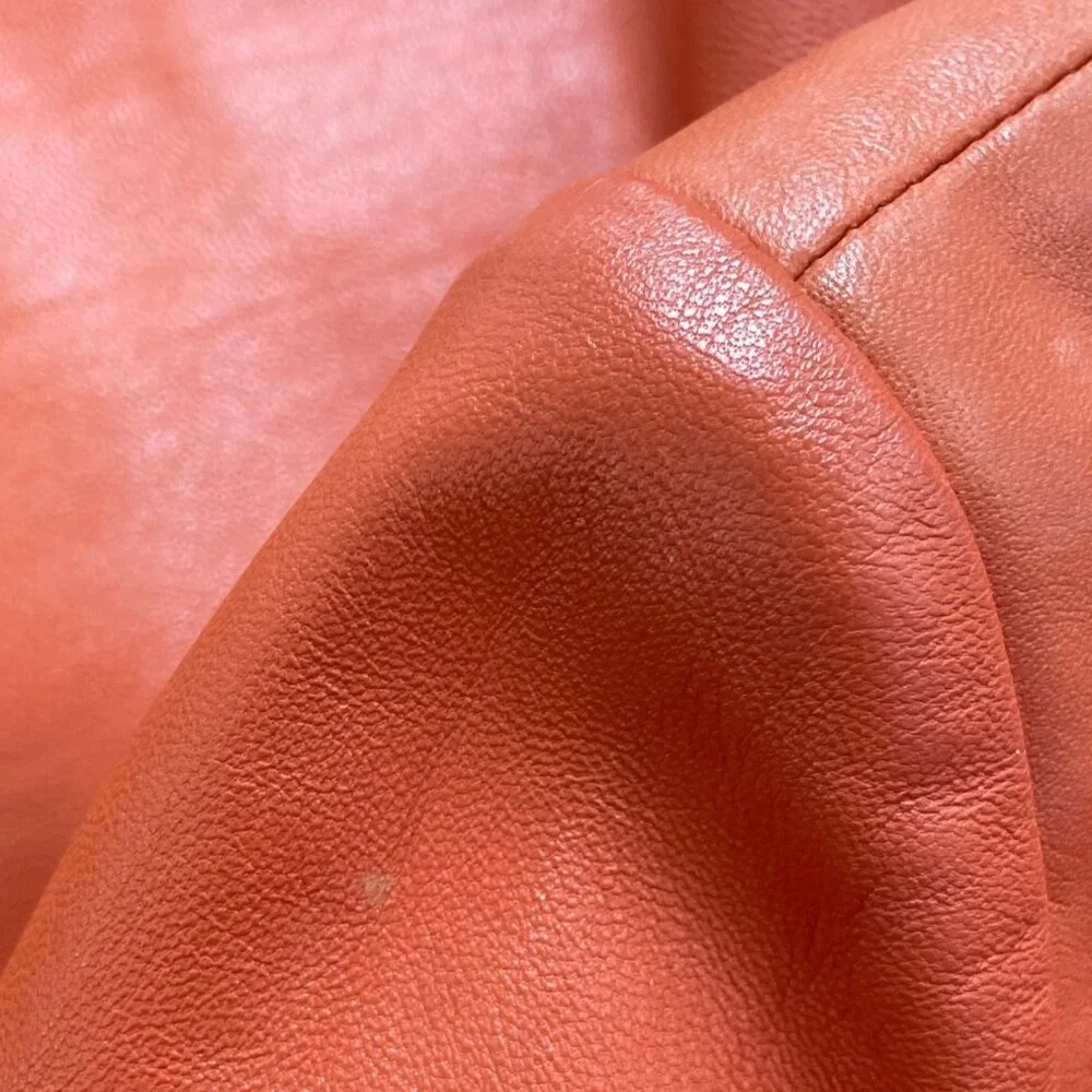 Cache Women's Orange Faux Leather Button-Front Jacket Stylish Fit - Picture 8 of 11